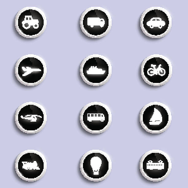 set of icons of transport set of icons of transport ferry nautical vessel industrial ship sailing ship stock illustrations