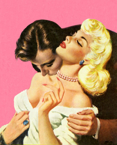 ilustraciones, imágenes clip art, dibujos animados e iconos de stock de hombre besando a la mujer rubia - colored background adult photography color image