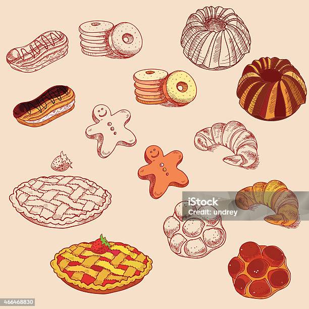 ขนมขนมขนมหวานวาดด้วยมือโดนัทพาย ภาพประกอบสต็อก - ดาวน์โหลดรูปภาพตอนนี้ - 2015, การวาดภาพ - กิจกรรมที่มีการเคลื่อนไหว, การอบ - การทำอาหาร