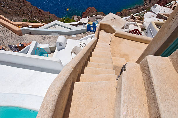 istock Steps in Oia town on Santorini in Greece. 466468946