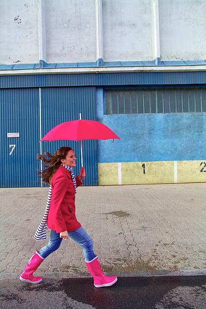 istock Woman with red umbrella 466469238