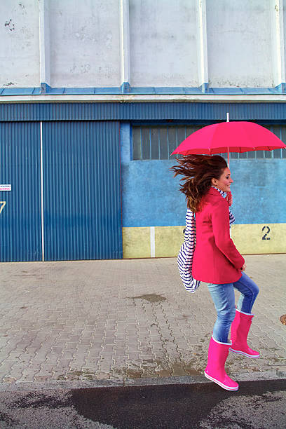 istock Woman with red umbrella 466469240
