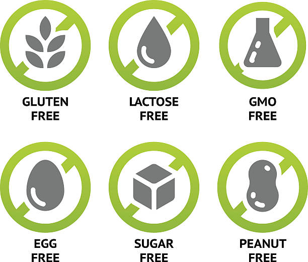 dietetyczne etykiety żywności - bezglutenowy stock illustrations