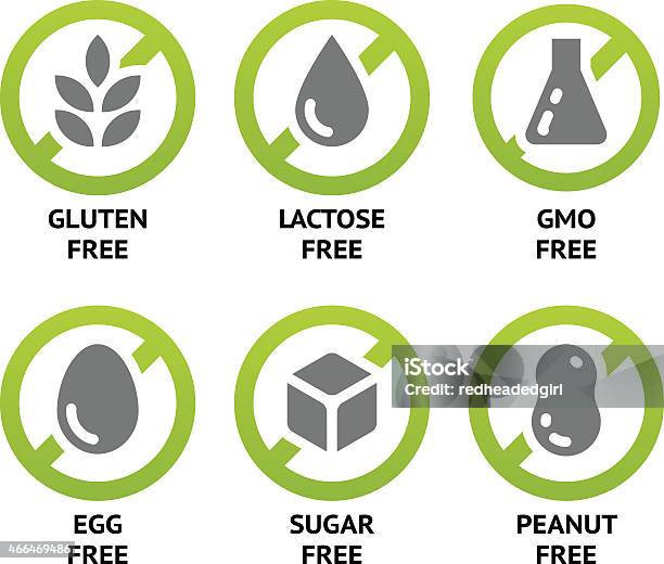 Food Dietary Labels Stock Illustration - Download Image Now - Icon Symbol, Gluten Free, Sugar - Food