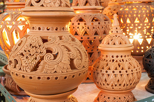 istock Beautiful Thai style designs on pottery 466470669