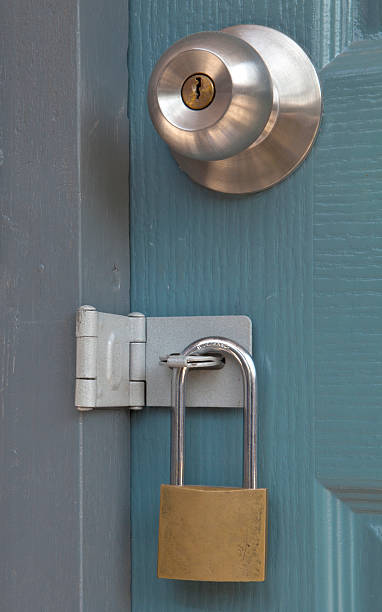 istock Door close by lock and knob 466473333