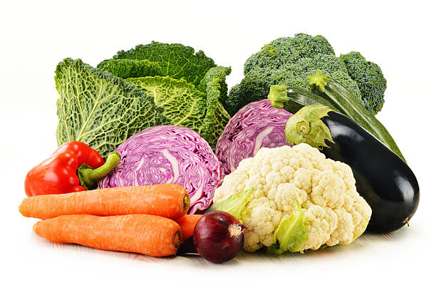 istock Variety of fresh organic vegetables isolated on white 466473799
