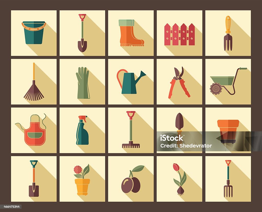 Garden icons Garden tools, the equipment and symbols 2015 stock vector