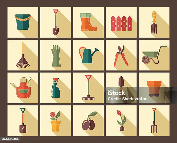 Garden Icons Stock Illustration - Download Image Now - 2015, Agriculture, Apron