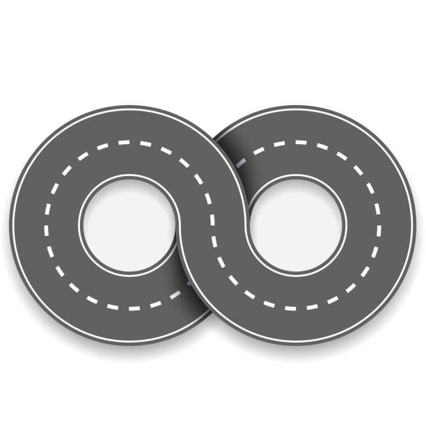 illustrazioni stock, clip art, cartoni animati e icone di tendenza di strada sotto forma di un segno di infinito - concrete curve highway symbol