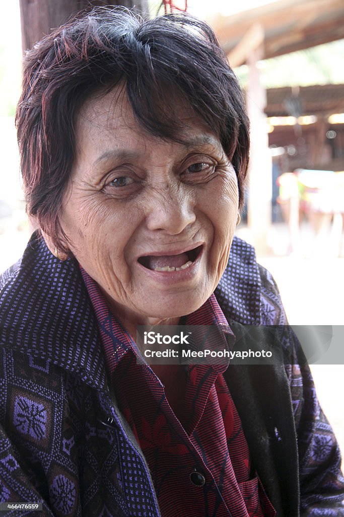Portrait of a smiling elderly woman. Portrait of a smiling elderly woman in the countryside,Thailand. Active Lifestyle Stock Photo