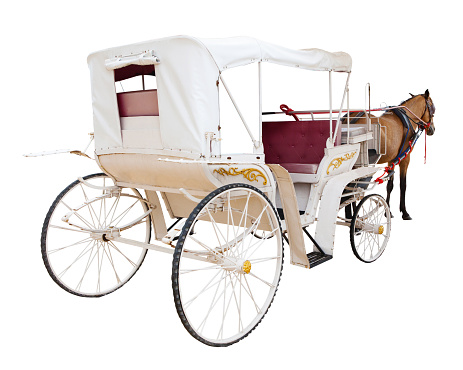 horse fairy tale carriage cabin isolated white 