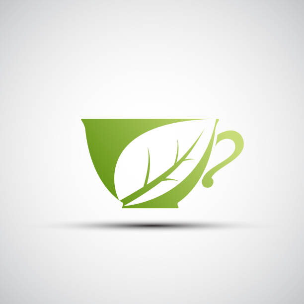 vector logo чашка чая - green tea tea scented mint stock illustrations