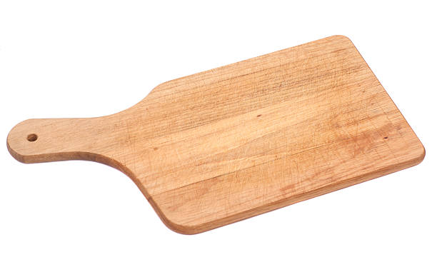 istock Wooden cutting board isolated on white 466478654