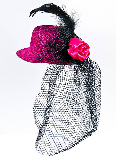 istock Vintage  lady's hat with a black veil isolated 466481263