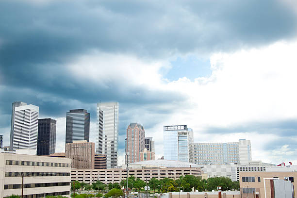 istock Houston, Texas skyline. Architecture, skyscrapers. Storm clouds. 466481561