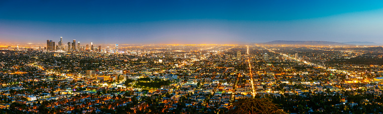 Los Angeles Skyline Panorama at Dusk, California