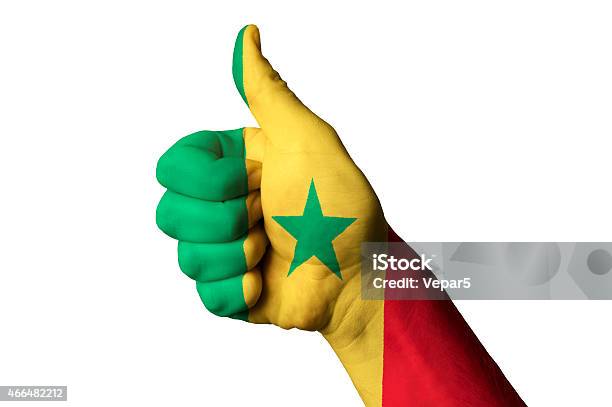 Senegal National Flag Thumbs Up Gesture For Excellence Stock Photo - Download Image Now