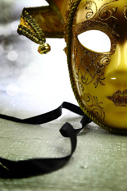 istock Vintage venetian carnival mask with glittering background 466482725