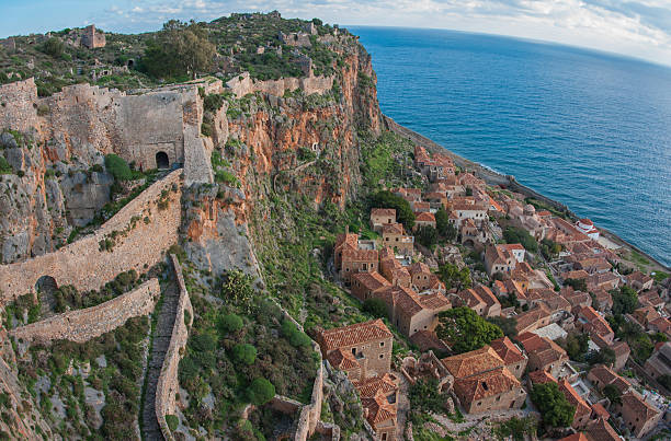 Cityscape at medieval town of Monemvasia, Peloponnese, Greece