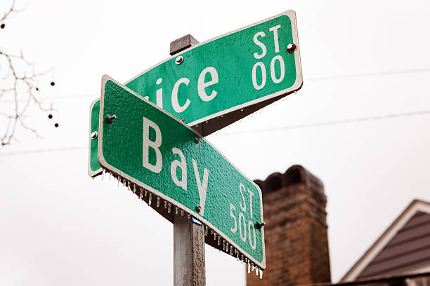 istock Savannah street sign covered in ice with icicles 466488543