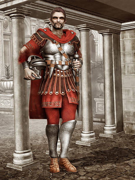 istock Ancient Roman soldier in a temple 466488684