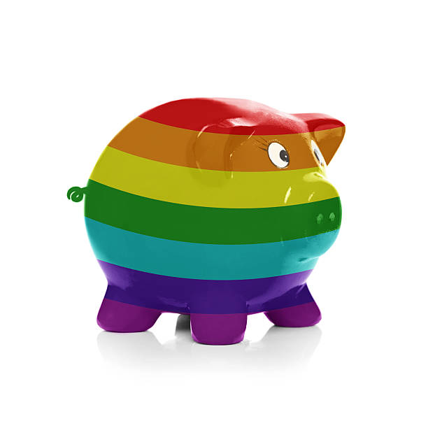 istock Piggy bank with flag - Gey rainbow 466489013
