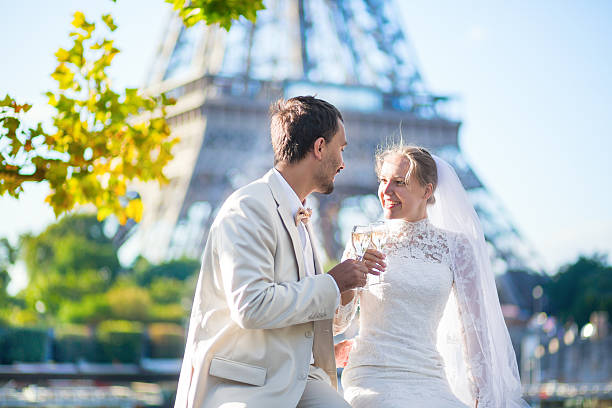 istock Just married couple in Paris near the Eiffel tower 466490996