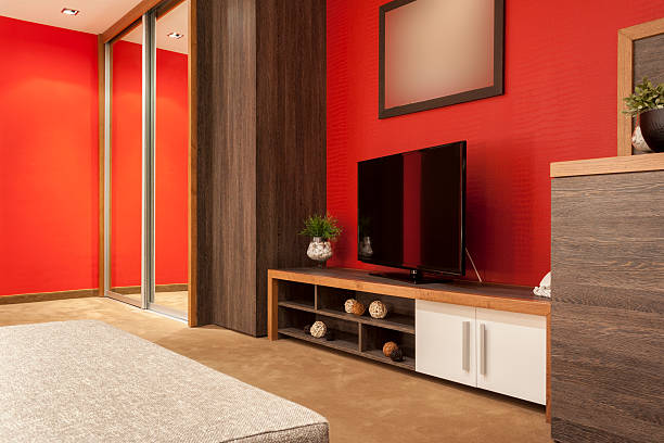 Big TV in modern apartment