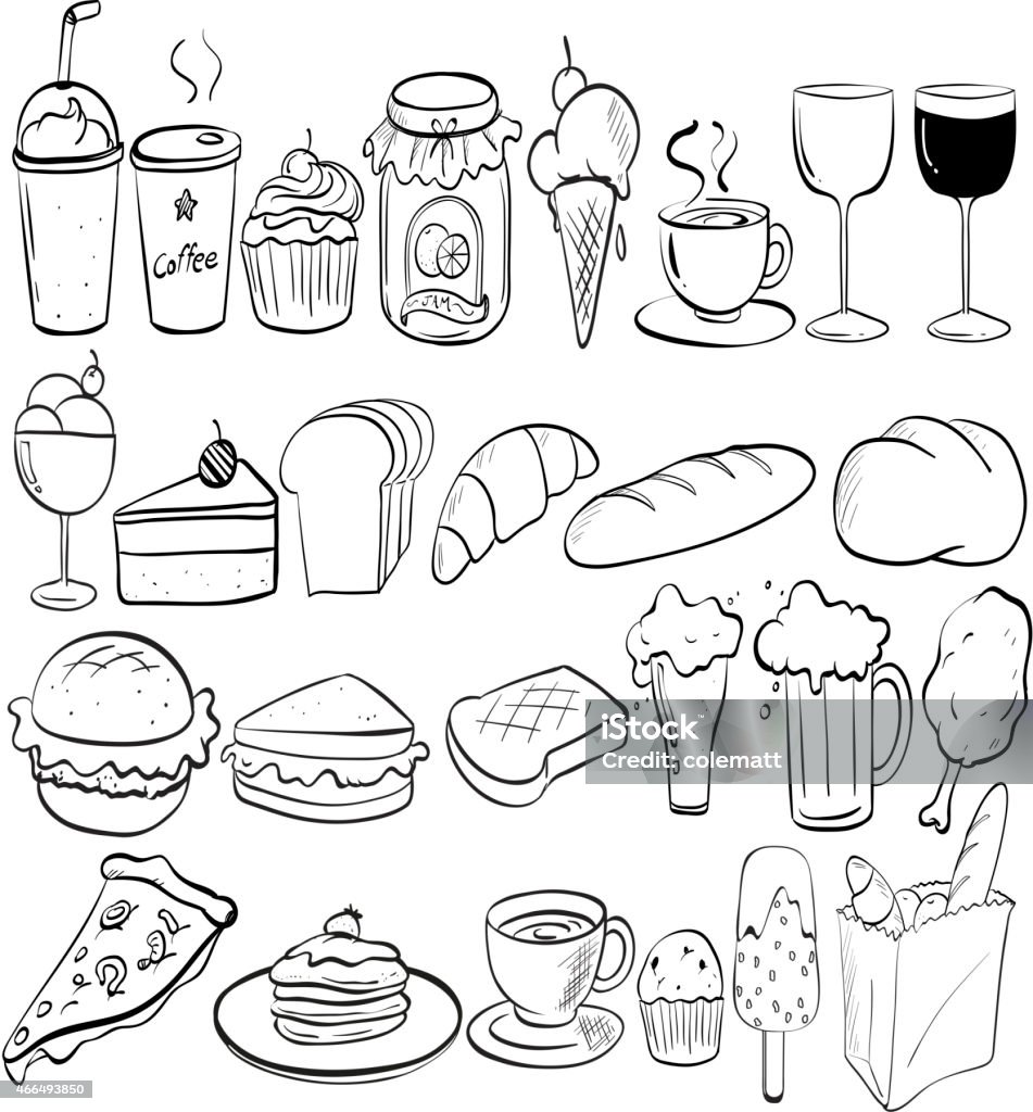 Food doodles Different kind of food doodles 2015 stock vector