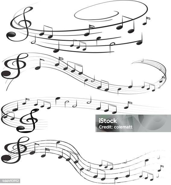 Design Of Musical Notes Drawn Out On An Empty Sheet Stock Illustration - Download Image Now