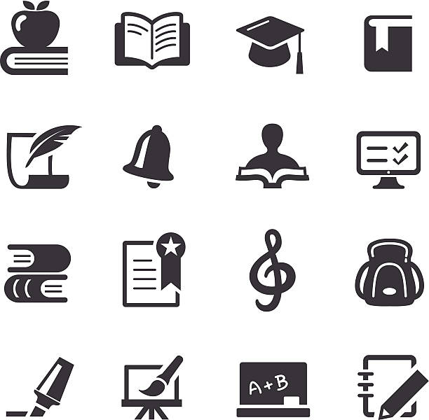 illustrazioni stock, clip art, cartoni animati e icone di tendenza di set di icone di istruzione-acme serie - teaching music learning sign