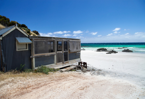 Beach hut at Snellings beach Kangaroo Island South Australia