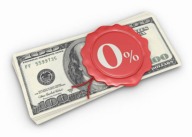 SALE - Zero Percent Sign 3d render. Business symbol isolated on white background. one hundred dollar stamp stock pictures, royalty-free photos & images