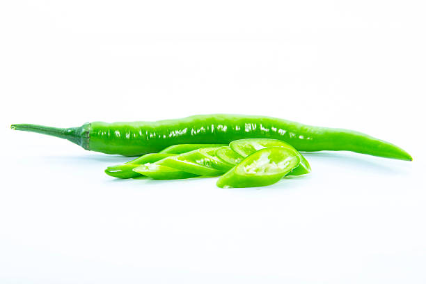 istock Sliced of green chili pepper with raw material 466501578