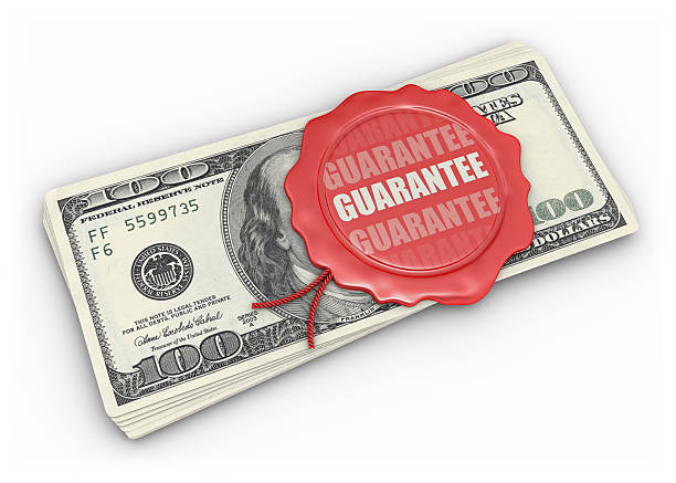 Guarantee a Good Price 3d render. Business symbol isolated on white background. one hundred dollar stamp stock pictures, royalty-free photos & images
