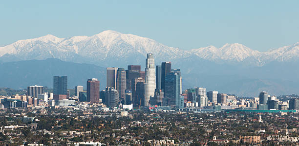 istock Downtown Los Angeles with Snow Capped Mountains 466502376