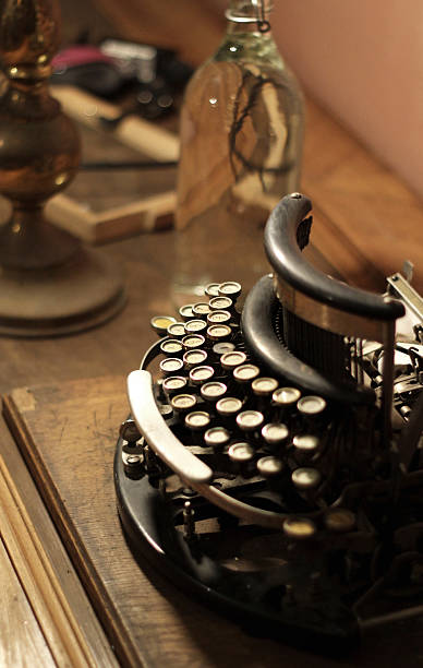 istock Old vintage retro wooden typewriter 466502429