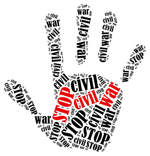 istock Word cloud illustration in shape of hand print showing protest. 466502486