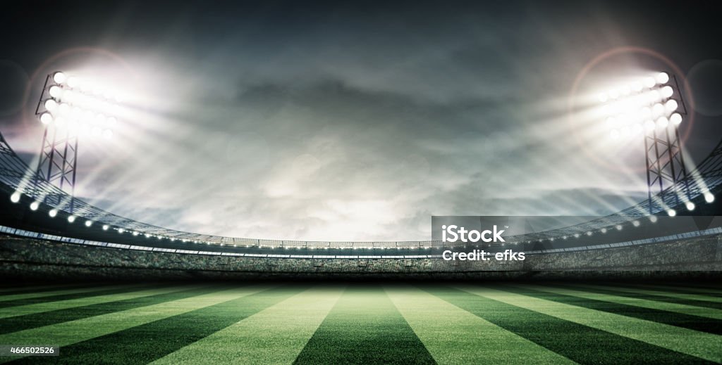 El estadio de fútbol y de las luces brillantes - Foto de stock de Rugby - Deporte libre de derechos