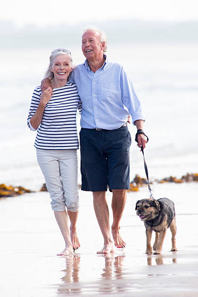 istock Couple Dog Walking On The Beach 466502695