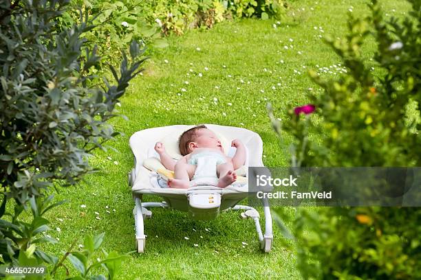 Newborn Baby Sleeping In The Garden Stock Photo - Download Image Now - Baby - Human Age, Rocking Chair, Sleeping