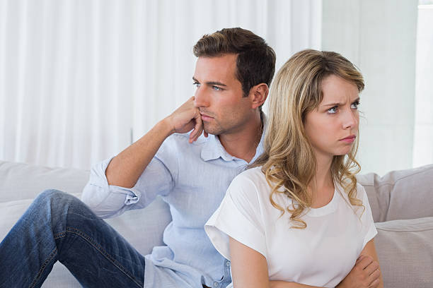 istock Couple not talking after an argument in living room 466504880
