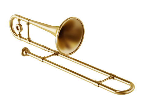 Trombone isolated on white. Clipping path is included.