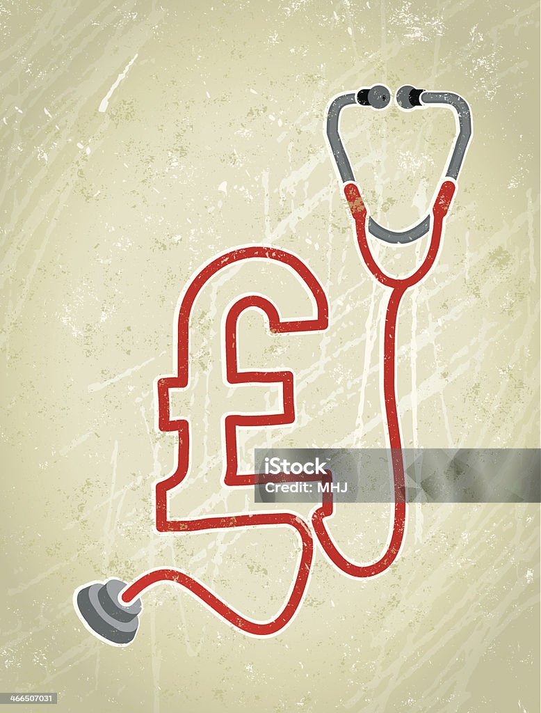 Tasto Stering denaro spese mediche Stetoscopio illustrazione - arte vettoriale royalty-free di Simbolo della sterlina