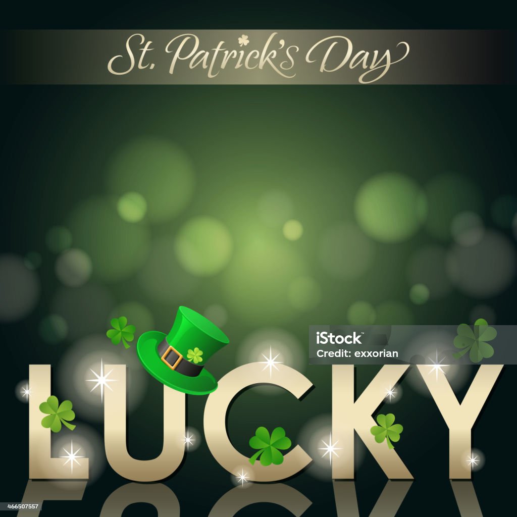 St Patrick's Day vector art with lights and word Lucky St Patrick's luck. St. Patrick's Day stock vector