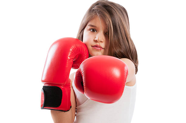 Portrait of an adorable boxer girl isolated on white background