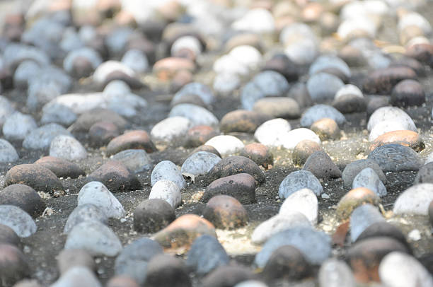 The Pebble Stone On Pavement For Foot Reflexology Pathway