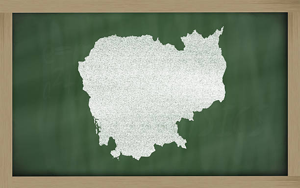 istock outline map of cambodia on blackboard 466513108