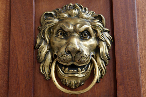 istock Door handle & Brass Lion heads 466516196